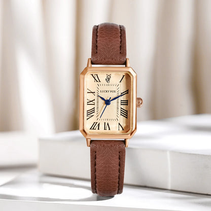 “Fashion Retro Digital Dial Watch - Square Leather Strap Quartz Wristwatch for Women.”