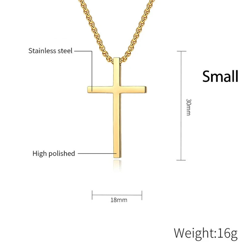 “Titanium Steel Cross Necklace - High-Quality Unisex Sweater Chain.”