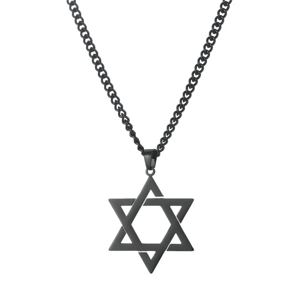 “Gold Star of David Hexagram Choker Necklace Unisex Stainless Steel Jewish Jewelry.”