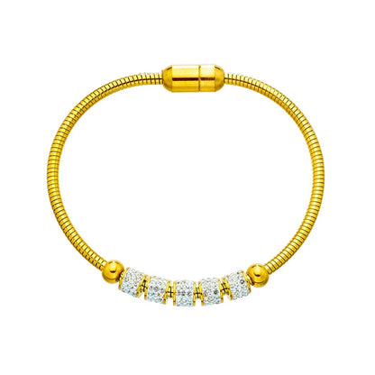 “316L stainless steel gold rhinestone bracelet, magnetic clasp, stylish women’s jewelry gift.”