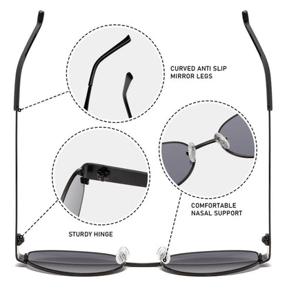 “Retro oval sunglasses, luxury metal frame, classic unisex design for driving.”