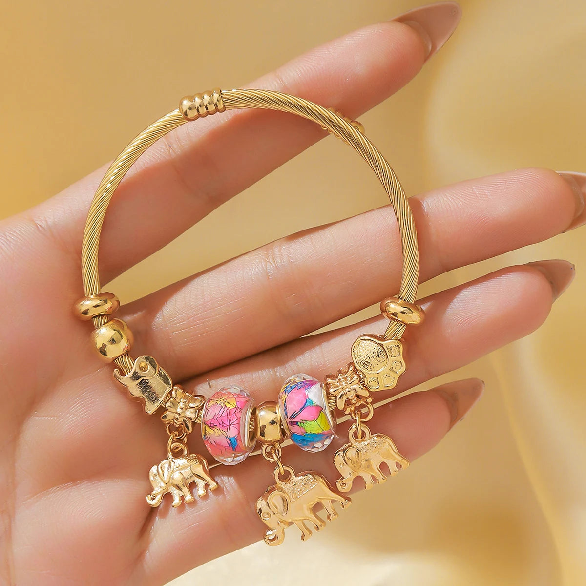 “Fashion Women Stainless Steel Multi Element Pan Family Bracelet Daily Party Gift”