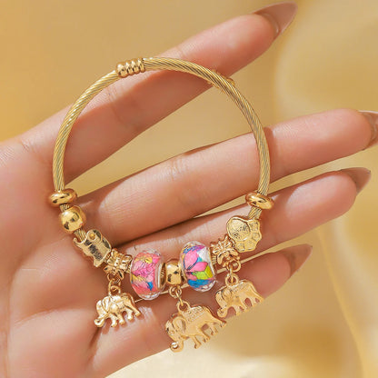 “Fashion Women Stainless Steel Multi Element Pan Family Bracelet Daily Party Gift”