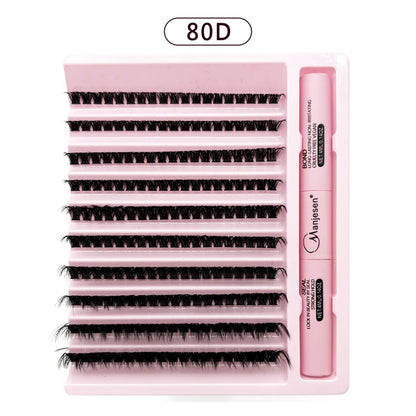 “200 pcs eyelash clusters with bond and seal glue, DIY lash extension kit.”