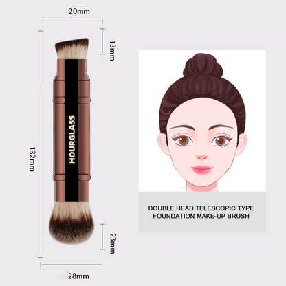 “Double head retractable foundation brush, soft fiber, smudge-proof, perfect flawless face makeup.”