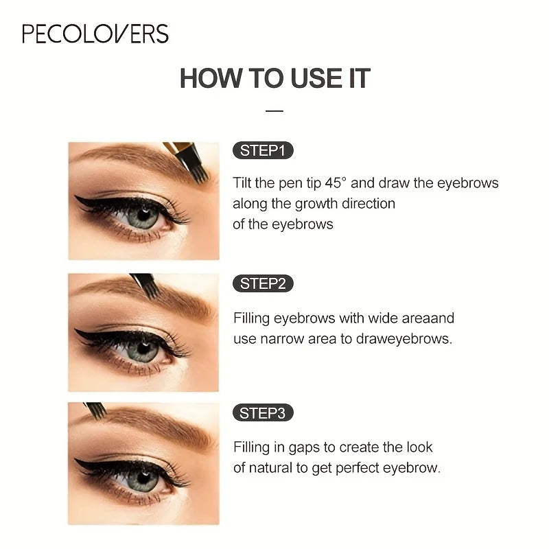 “Waterproof 4-Tip Eyebrow Pen – 6 Colors, Long-Lasting Tattoo Effect for Natural Brows”