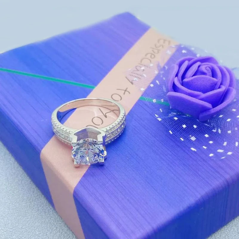 “2ct Moissanite wedding ring, 925 silver, D color VVS diamond, engagement jewelry.”