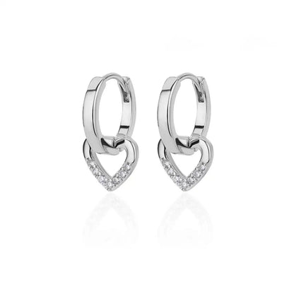 “Hollow zircon heart earrings, gold color stainless steel, luxury wedding gift .”