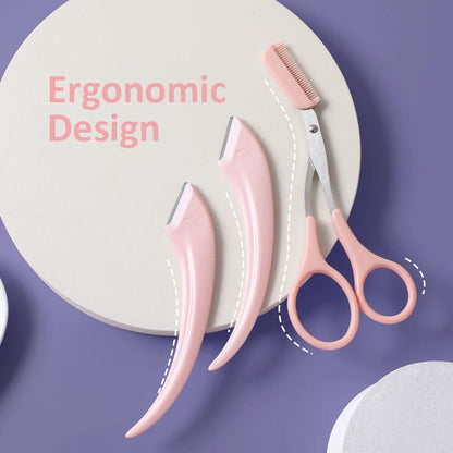 “Professional Eyebrow Razor with Comb, Trimming Knife, Face Scraper Accessories for Women.”