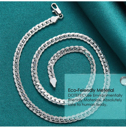 “925 Sterling Silver 6mm Side Chain Necklace - 16-24 Inch, Fashion Jewelry.”
