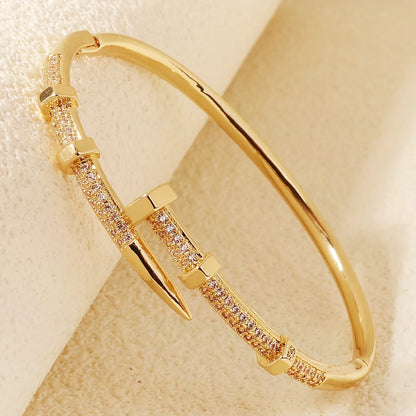 “Trendy zircon screw bracelet for women, perfect gift for everyday and parties.”