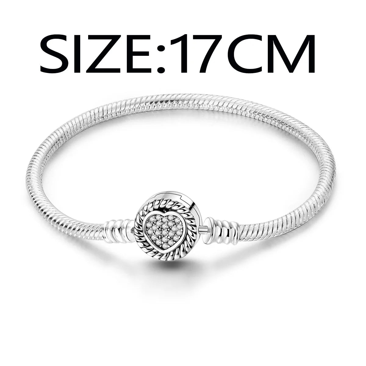 “MULA silver plated heart clasp snake chain bracelet, fits original charms, perfect gift.”