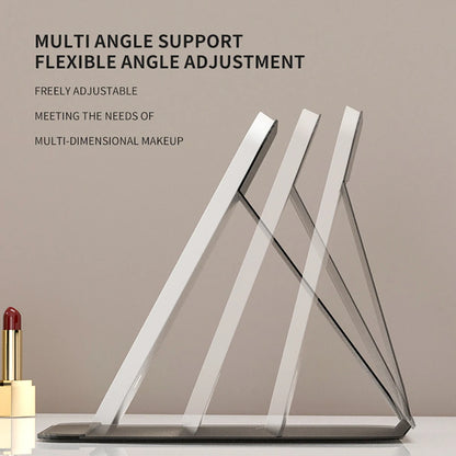 "3 Colors dimmable LED makeup mirror with touch screen, foldable, rechargeable, travel-friendly."