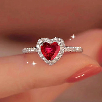 “Shiny Zircon Heart Ring - 925 Sterling Silver Luxury Jewelry for Engagements & Weddings.”