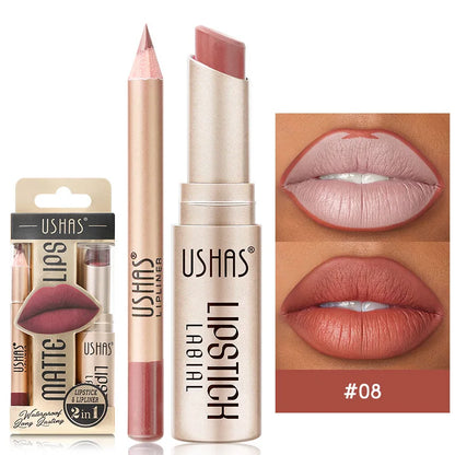 “12-color lip liner and matte lipstick set, long-lasting, easy coloring.”