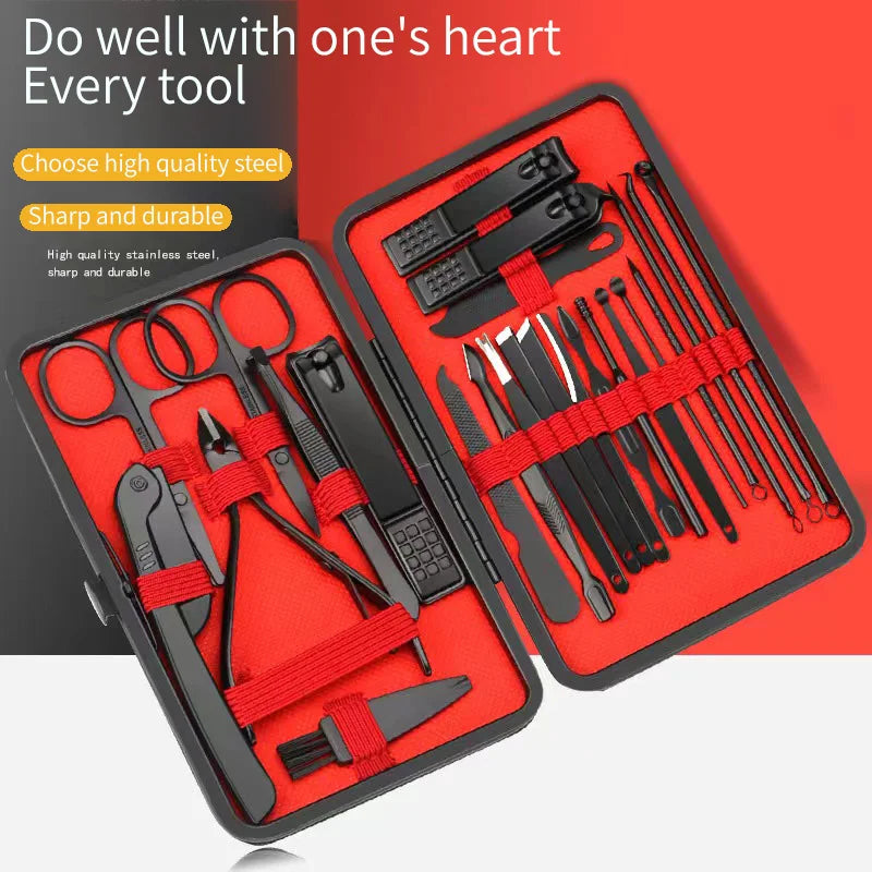 “Convenient nail clipper set with manicure, pedicure, trimming, and peeling tools.”