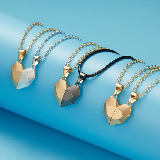 “2Pcs Magnetic Heart Necklace - Couples’ Jewelry for Valentine’s & Weddings.”