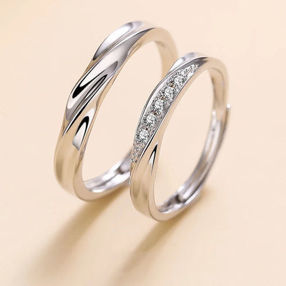 “Simple Couple Rings - Silver Sun & Moon Adjustable Open Ring for Men & Women.”