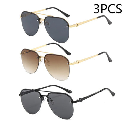 “Metal half-frame women’s sunglasses, classic double-beam design for outdoor fashion.”