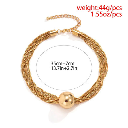 “Bold Twisted Chunky Necklace with Ball Pendant for Women & Men – Steampunk Punk Choker”