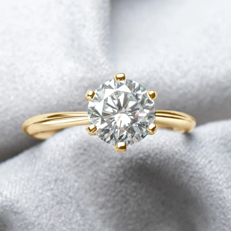 “0.5-3CT Moissanite Solitaire Ring Silver 925 14K Gold Plated Wedding Engagement Jewelry.”