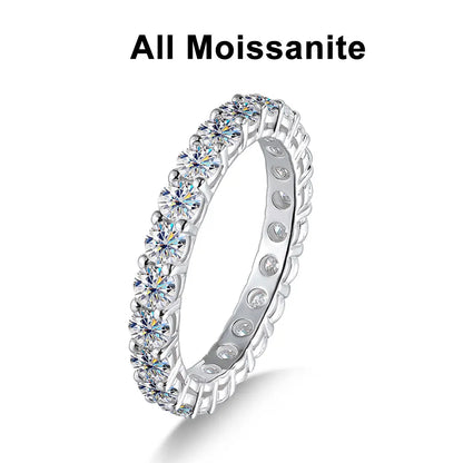 “3mm round Moissanite ring, 18K white gold, sterling silver, wedding jewelry.”