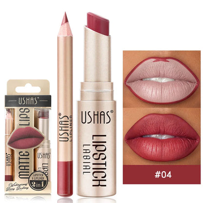 “12-color lip liner and matte lipstick set, long-lasting, easy coloring.”