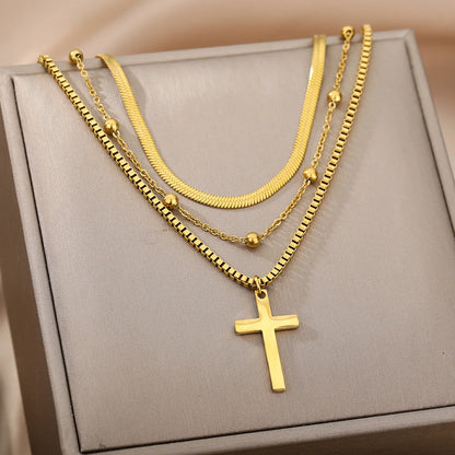 “316L Stainless Steel Heart Necklace - Multilayer Gold Goth Jewelry.”