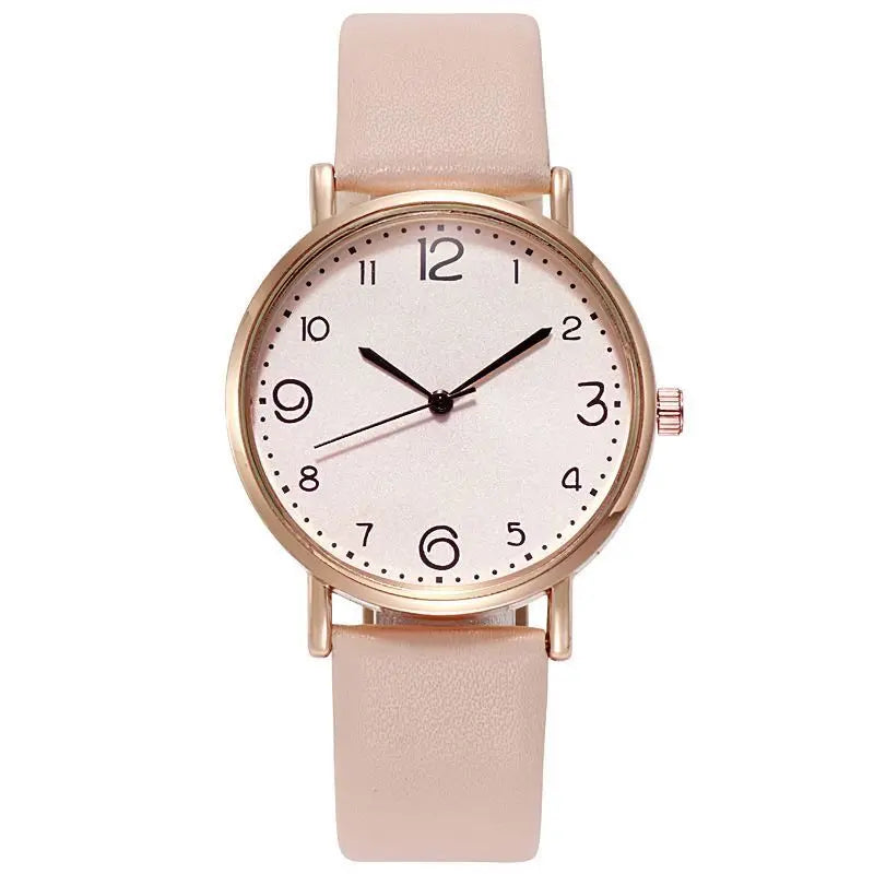 "Women Watches Ladies Casual Arabic Numbers Leather Analog Quartz Watch"