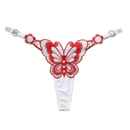 “Sexy Lace Butterfly Thong - Transparent Mesh Low Waist G-String for Women.”