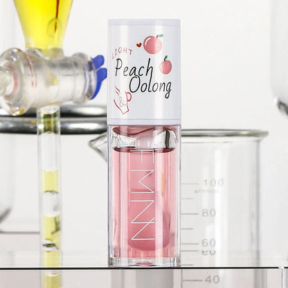 “Peach Milk Honey Lip Oil – Moisturizing, Fades Lip Lines, Water Gloss Effect with Big Brush”