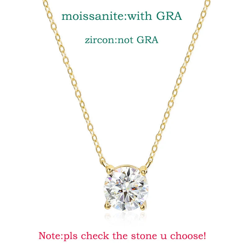 “Rose gold moissanite necklace, sparkling D color, 925 sterling silver pendant.”