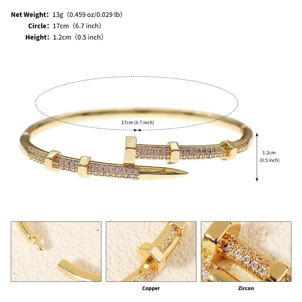 “Trendy zircon screw bracelet for women, perfect gift for everyday and parties.”