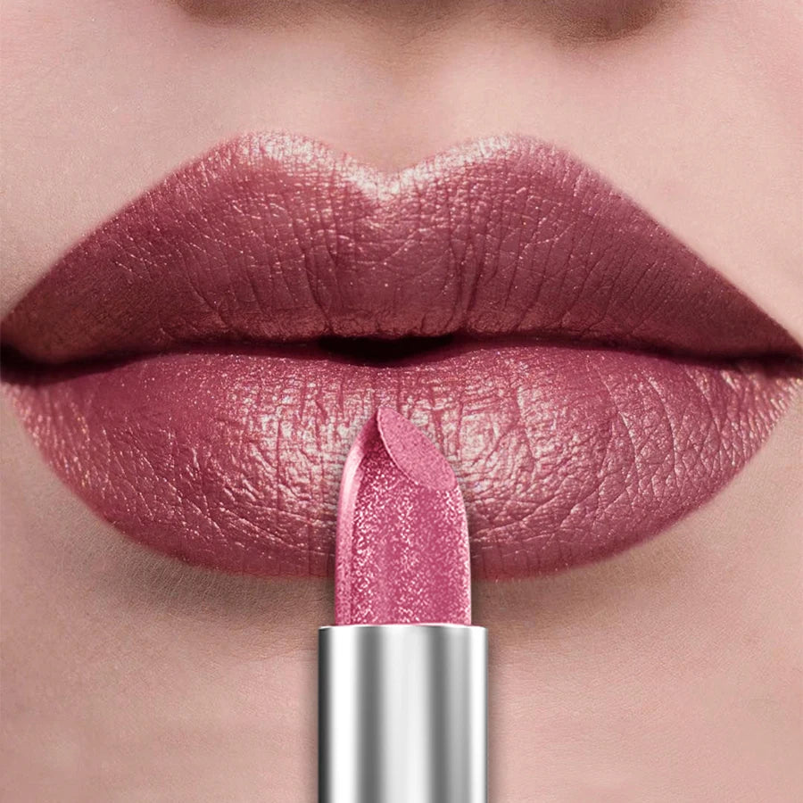 “21-Color Metallic Lipstick – Bold, Glittery, Long-Lasting Pearlescent Matte Lip Tint”