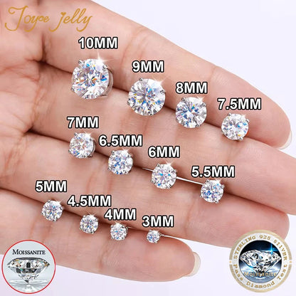 “0.1-3CT moissanite stud earrings, 925 silver, platinum plated, GRA certified wedding jewelry.”