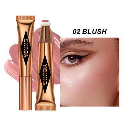 “YOUNG VISION Air Cushion Powder Blusher – High Gloss Stick, Liquid Rouge, 6 Color Options”