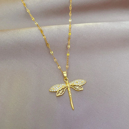 “316L stainless steel dragonfly pendant necklace, stylish, perfect gift for women.”
