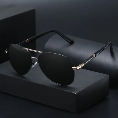 “Polarized aviator sunglasses, lightweight frame, UV400 protection, perfect for fishing and sun.”