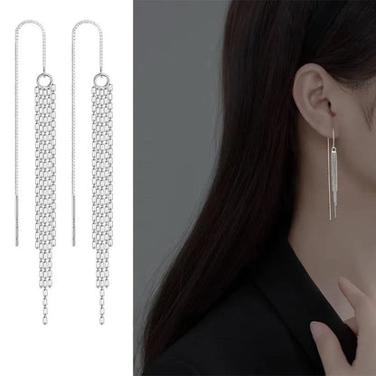 “Korean Tassel Pearl Drop Earrings - Luxury Gold Wedding Jewelry.”