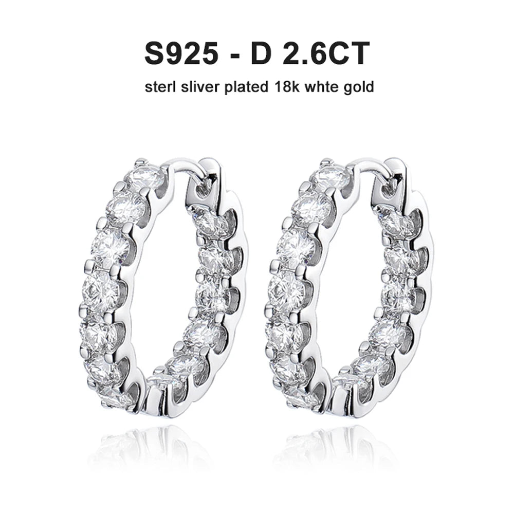 “2.6ct D color Moissanite earrings, sterling silver, white gold, wedding jewelry.”