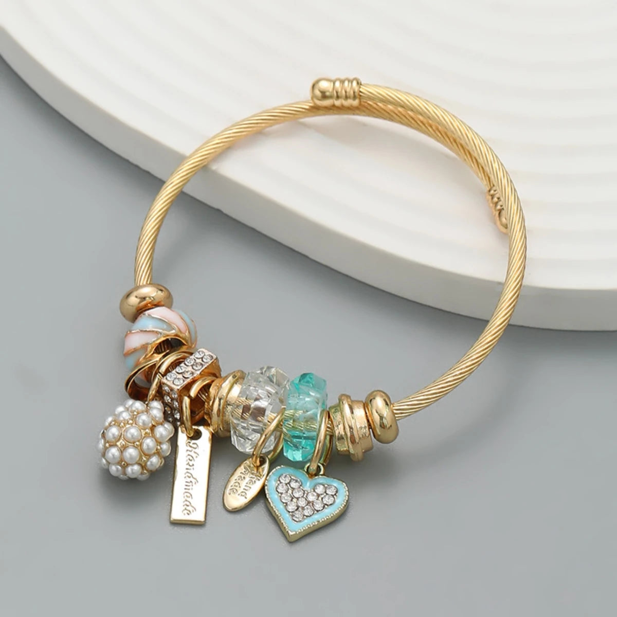“Fashion Multi-Element Stainless Steel Circle Beaded Love Bracelet, Perfect Women’s Gift”