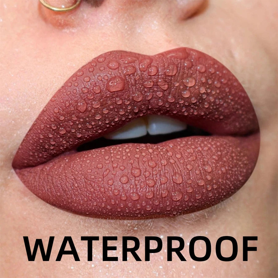 “19-Color Matte Velvet Lip Gloss – Waterproof Liquid Lipstick, Nude to Black Shades”