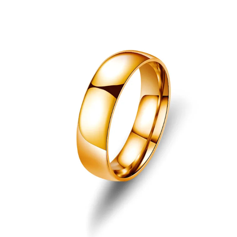 “Simple 6mm Titanium Ring Women Men Hypoallergenic High Polished Wedding Couple Jewelry.”