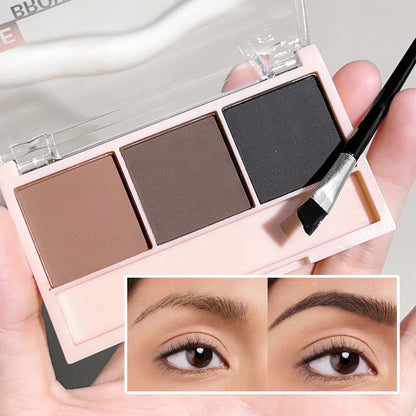 “3-Color Brow Powder Set with Brush, long-lasting, natural, versatile contour, color-resistant makeup.”