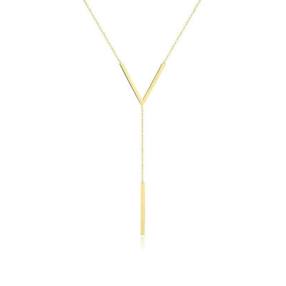 "V Shape Stick Pendant Necklace for Women Ladies Dainty Long Chain Necklace Party Jewelry"
