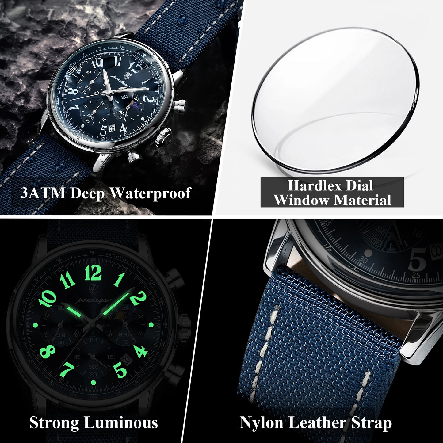 “Luxury Sports Men’s Watch, Waterproof, Luminous Chronograph, Stylish Quartz Timepiece.”