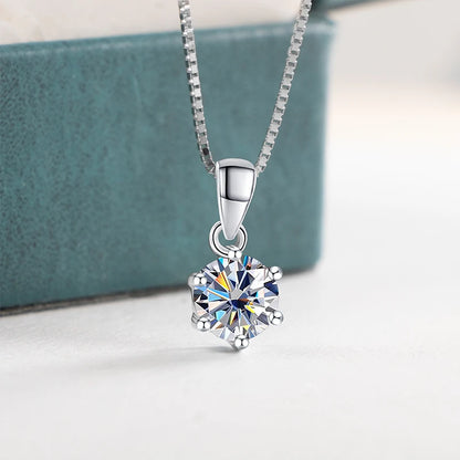 “1CT Real Moissanite Pendant Necklace, Royal Blue, Sterling Silver Wedding Jewelry.”