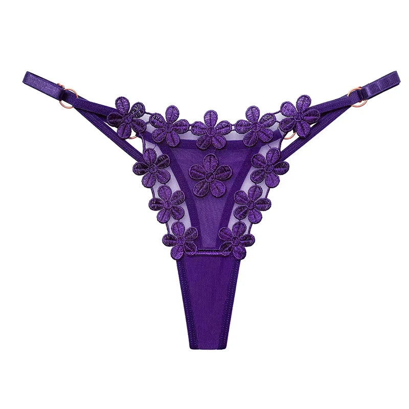 “Sexy Lace Butterfly Thong - Transparent Mesh Low Waist G-String for Women.”