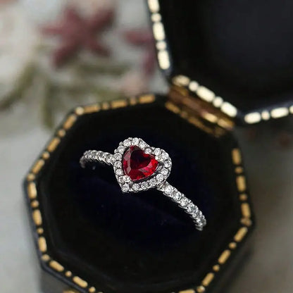 “Shiny Zircon Heart Ring - 925 Sterling Silver Luxury Jewelry for Engagements & Weddings.”