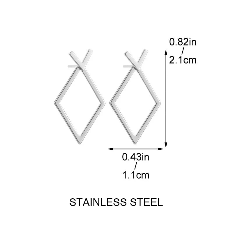 “Retro Geometric Square Triangle Stud Earrings for Women - Fashion Jewelry.”